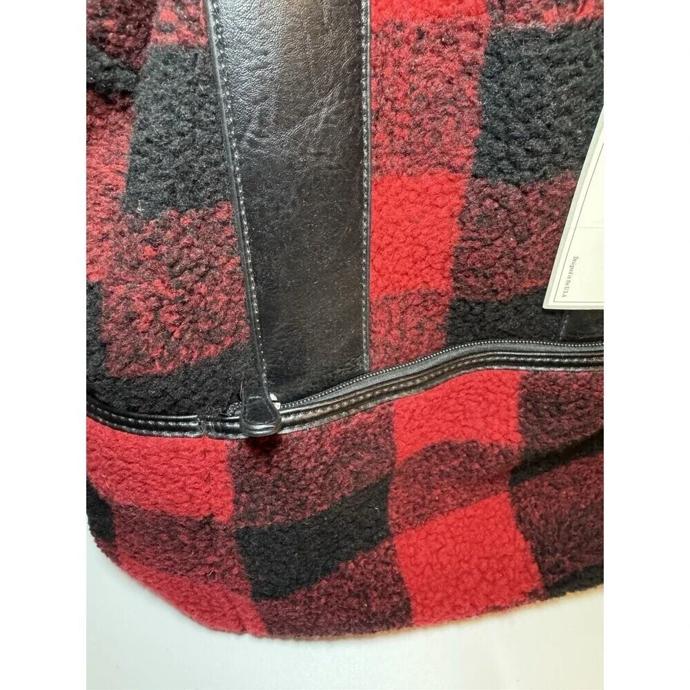 Jen & Co. HATTIE Sherpa Guitar Backpack In Red Black